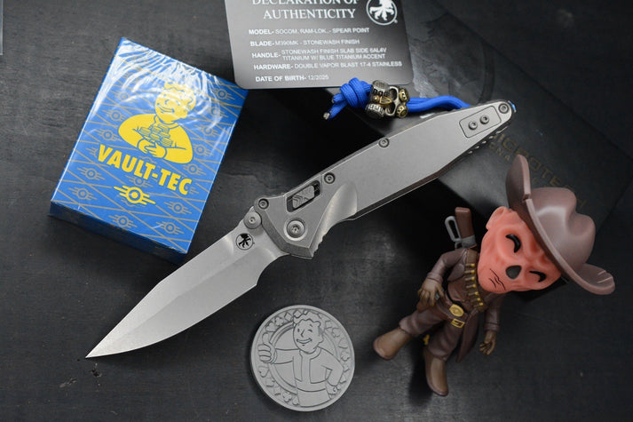 NEW Microtech Socom Bar Lock Slab Side Ti Spearpoint w/ Fallout Pack ...