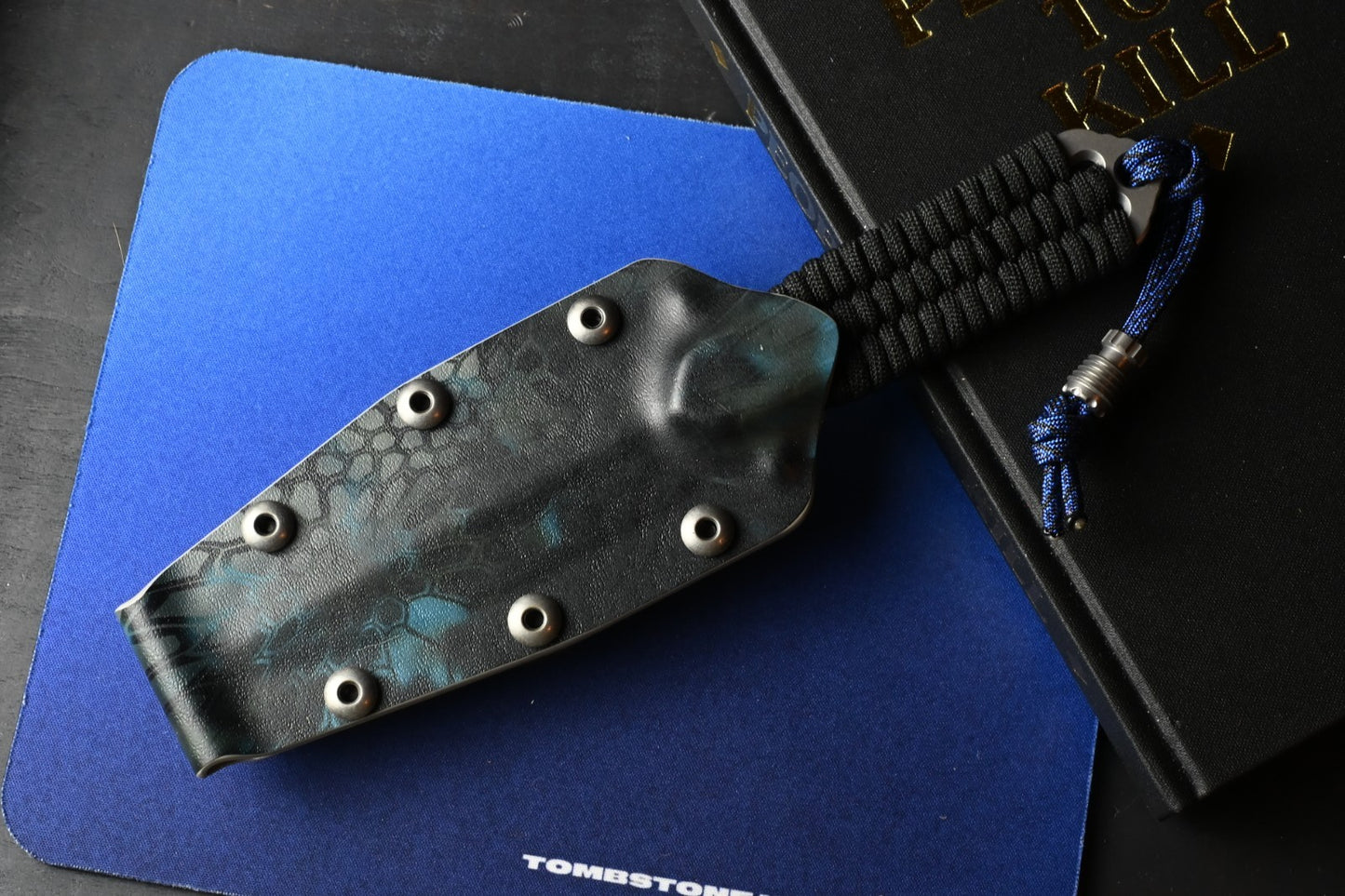 RARE Jed Hornbeak Custom Paracord Fixed Blade - 4.5” 3V w/ Poison Bead & Sheath