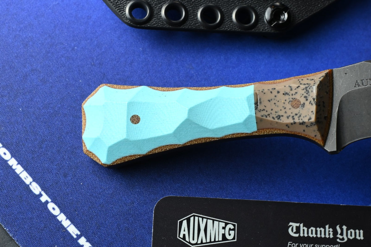 CUSTOM Auxiliary MFG Pocket Bowie - Light Blue G10 / GripX Darkwash AEB-L