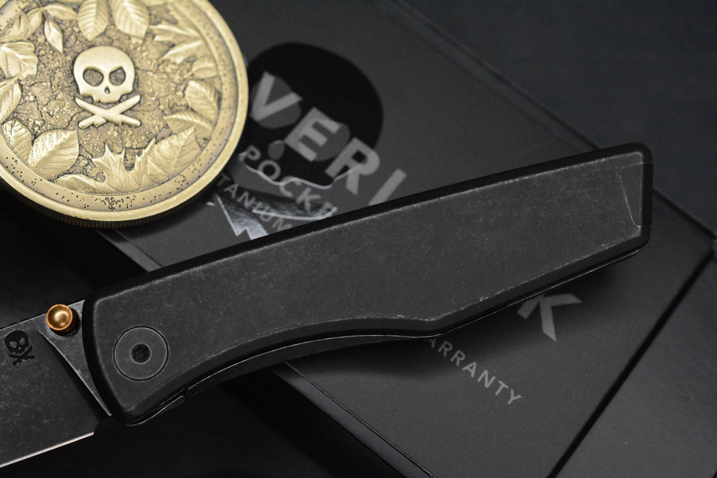 NEW Pete’s Pirate Life PPK Overlook Kinfe & Coin - M390 / Black Acid Wash Ti