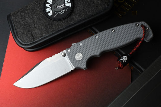 NEW Demko AD20 XXX Shark Lock - Grey G10 / CPM3V Stud Only w/ Poison Bead