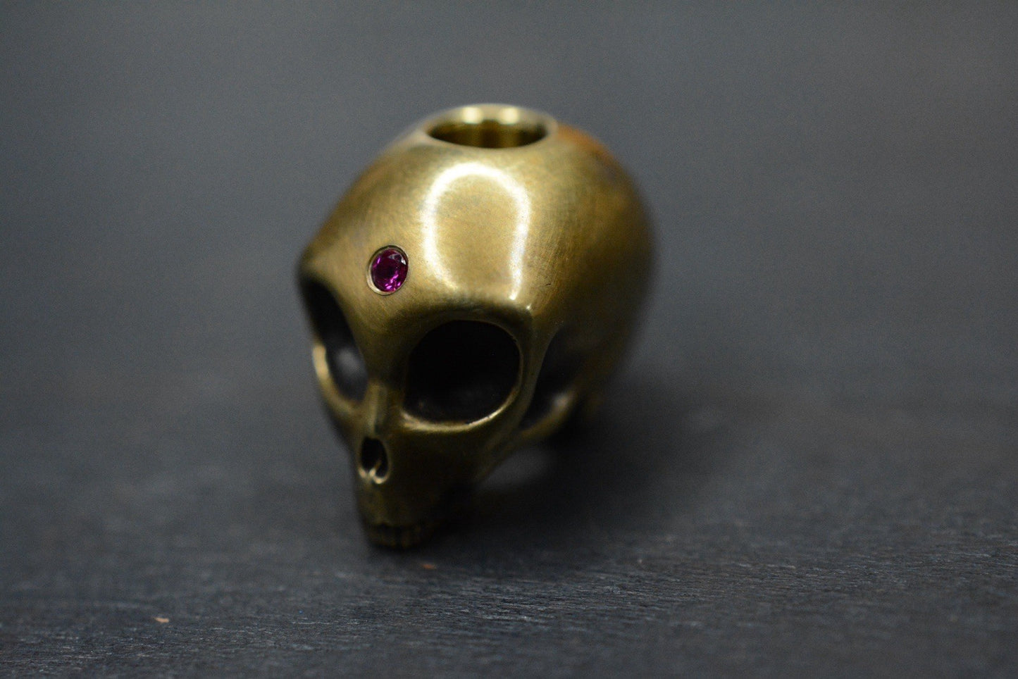 CUSTOM Royal Creations “Alien” Brass Bead Inset Gem Detail Re Playge Microtech