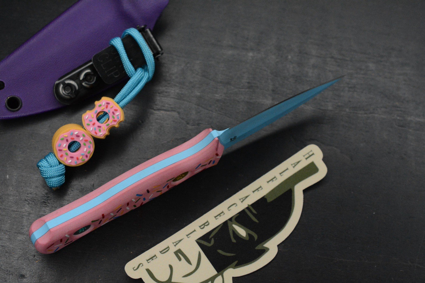 NEW Half Face Blades Dessert Warrior G-10 Trident Fixed Blade w/ Donut Bead Set
