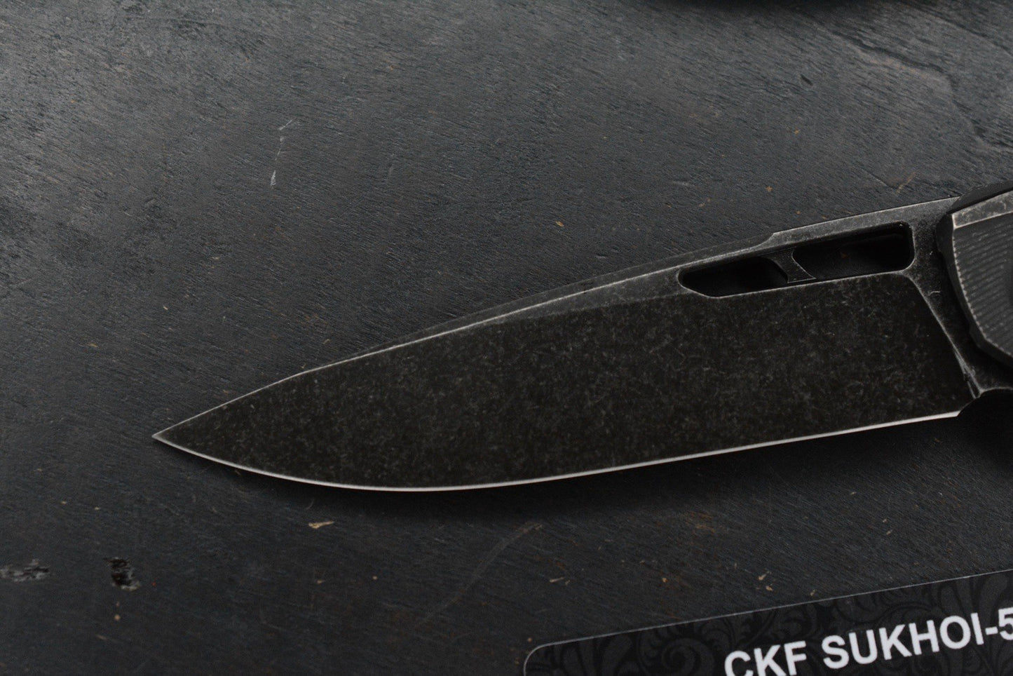 RARE Custom Knife Factory Sukhoi 5 Blackwash  w/ Crystalized Ti Backspacer /M398