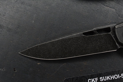RARE Custom Knife Factory Sukhoi 5 Blackwash  w/ Crystalized Ti Backspacer /M398