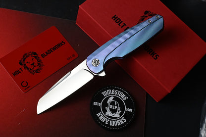 RARE Holt Bladeworks Haptic2.0 - Blurple Ano Checkered / Near Mirror M390