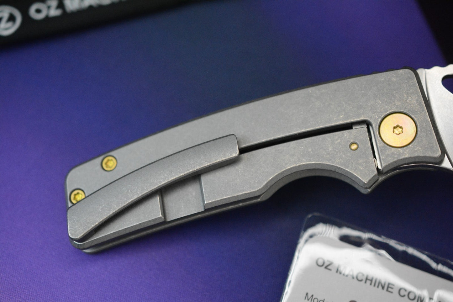 NEW Oz Machine Co Roosevelt STD Smooth Ti / Gold Ano Ti Hardware / MagnaCut Blade