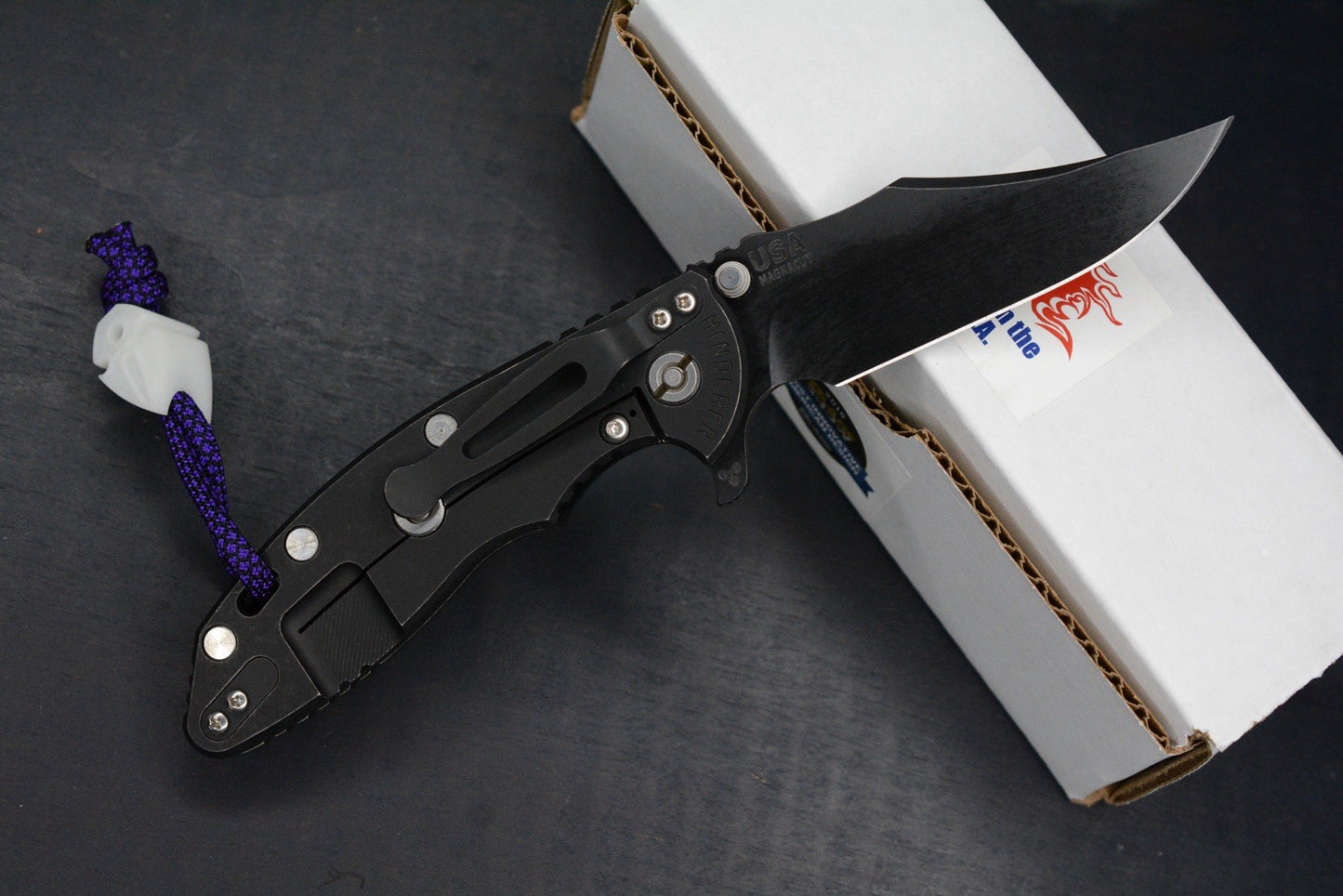 RARE Hinderer XM-18 Battle Black Magnacut Bowie/ G10 w/ Koch Artifakt Bead