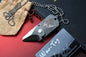 CUSTOM Heeter Knife Works War Tag Knife - Flames Ti / Eagle Globe Anchor Inlay
