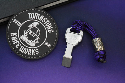 RARE TMT Designs Ti Pry Bar Key w/ Rocked Bead & TKW Patch Re NGMCo Microtech