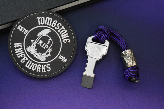 RARE TMT Designs Ti Pry Bar Key w/ Rocked Bead & TKW Patch Re NGMCo Microtech