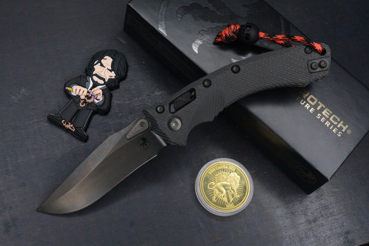 NEW Microtech Amphibian Ram Lok CF DLC Sig Series w/ Playge Bead & Wick Pack