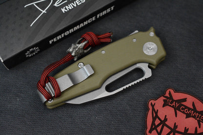 NEW Demko AD22 Shark Foot Magnacut - OD Green G-10 w/ Molar Bead & Patch