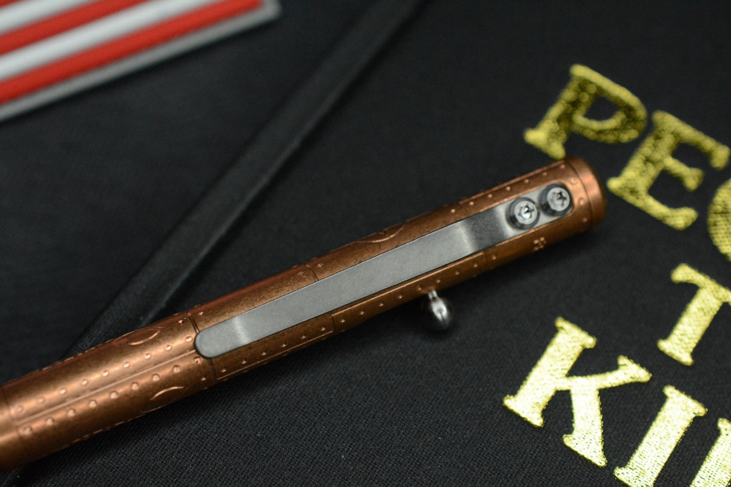 RARE Fellhoelter TiBolt Ltd Ed - WWII Warthog Copper Pen 5.5”  w/ USA Patch