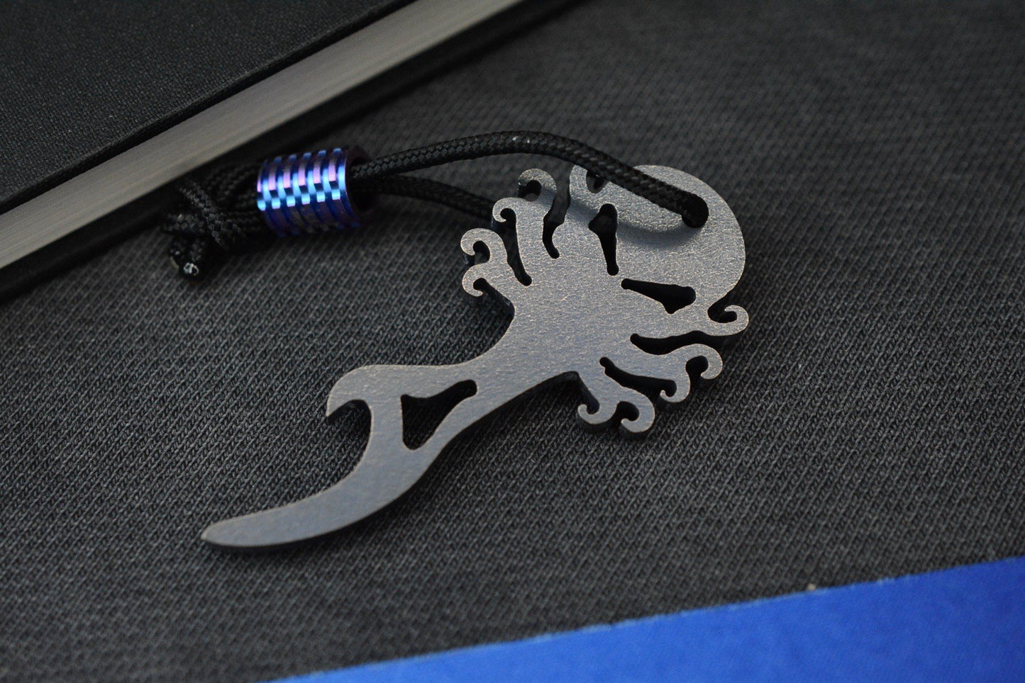 NEW Monkey Edge X Dmitry Streltsov Bottle Opener Octopus Ti Blue Damascus
