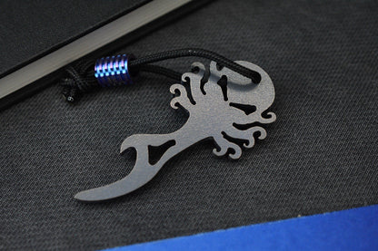 NEW Monkey Edge X Dmitry Streltsov Bottle Opener Octopus Ti Blue Damascus