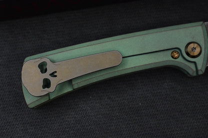 NEW CHAVES Knives RCK9 - Green Dragon Scale Mod Ti / M390 Drop Point / Ano Ti