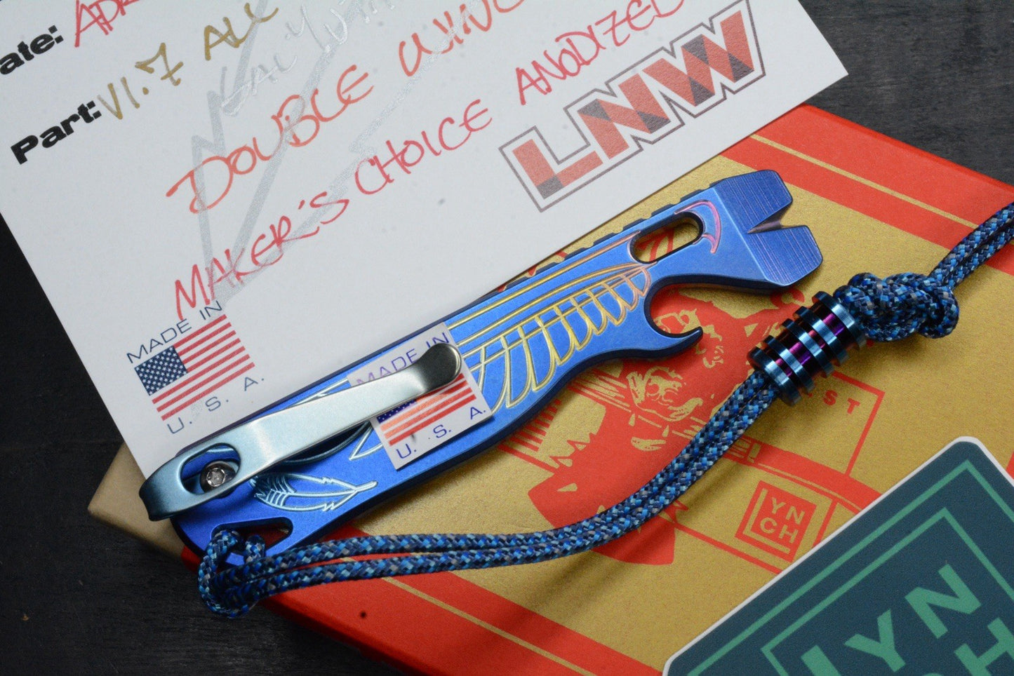 NEW Lynch Northwest V1.7 Double Wing Makers Choice Ano Pry w/ Custom Bead & COA
