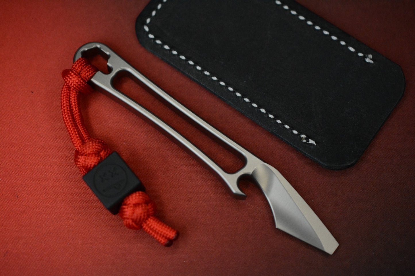 NEW Nice Guy Machine Co Japanese Cowboy Clipless Skeleton Ti Pry w/Sheath & Bead