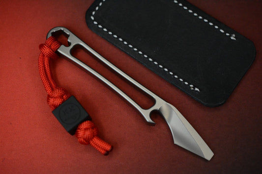 NEW Nice Guy Machine Co Japanese Cowboy Clipless Skeleton Ti Pry w/Sheath & Bead
