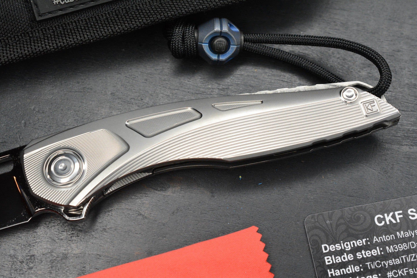 NEW Custom Knife Factory Sukhoi 5 Polished Blade & Scales /Crystal Ti Backspacer
