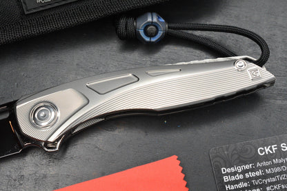 NEW Custom Knife Factory Sukhoi 5 Polished Blade & Scales /Crystal Ti Backspacer