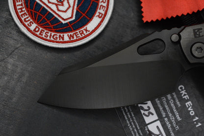 RARE Custom Knife Factory Rotten Evo 1.1 Barked Black DLC/S90V Matte w/PDW Patch
