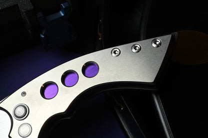 RARE Sergey Rogovets Button Lock Hand Ground Magnacut Cleaver w/ Purple Inlays