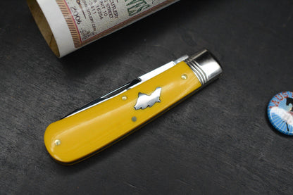 NEW Great Eastern Cutlery #745125 Northfield UNXLD Mustang Yellow Linen Micarta