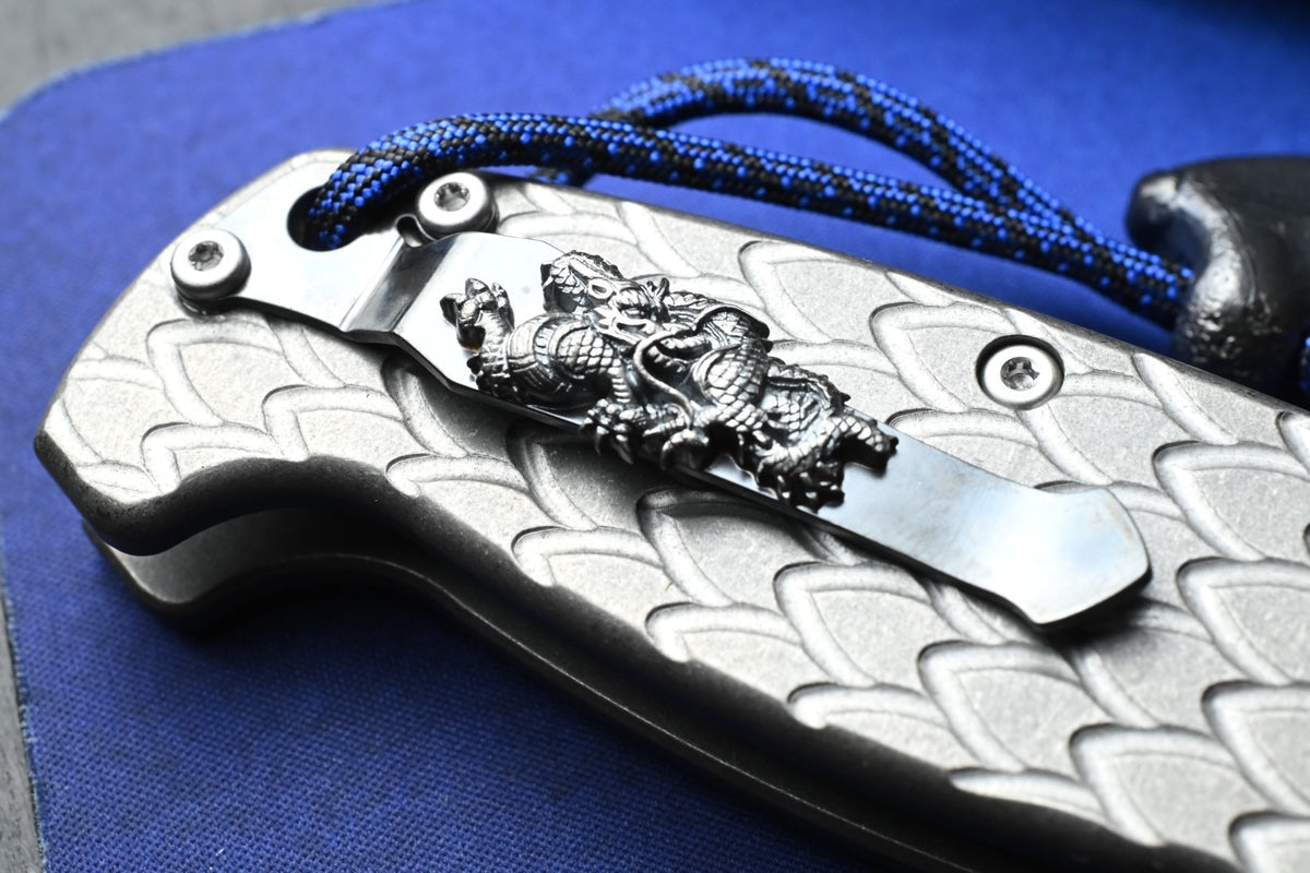 RARE Demko x Steel Flame AD20 XXX - Full Ti Dragon Scale / CPM3V Clip Point