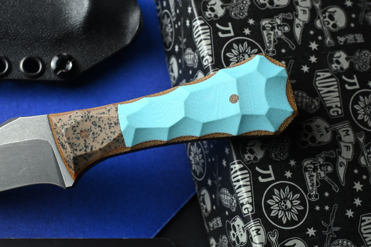 CUSTOM Auxiliary MFG Pocket Bowie - Light Blue G10 / GripX Darkwash AEB-L