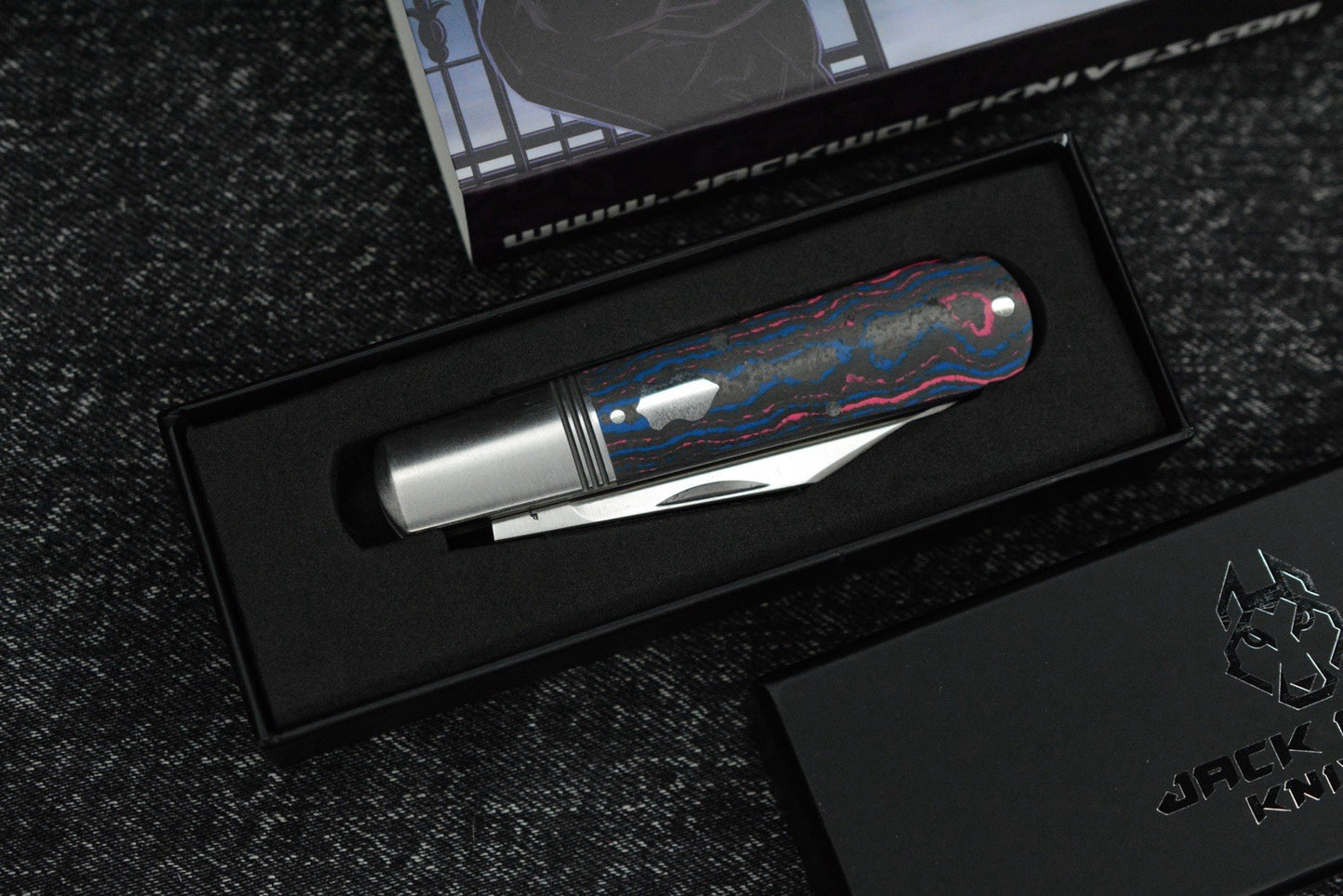 NEW Jack Wolf Gateway Barlow - Camo Carbon Handle/ Nickel Silver/ Sandvik 14C28N