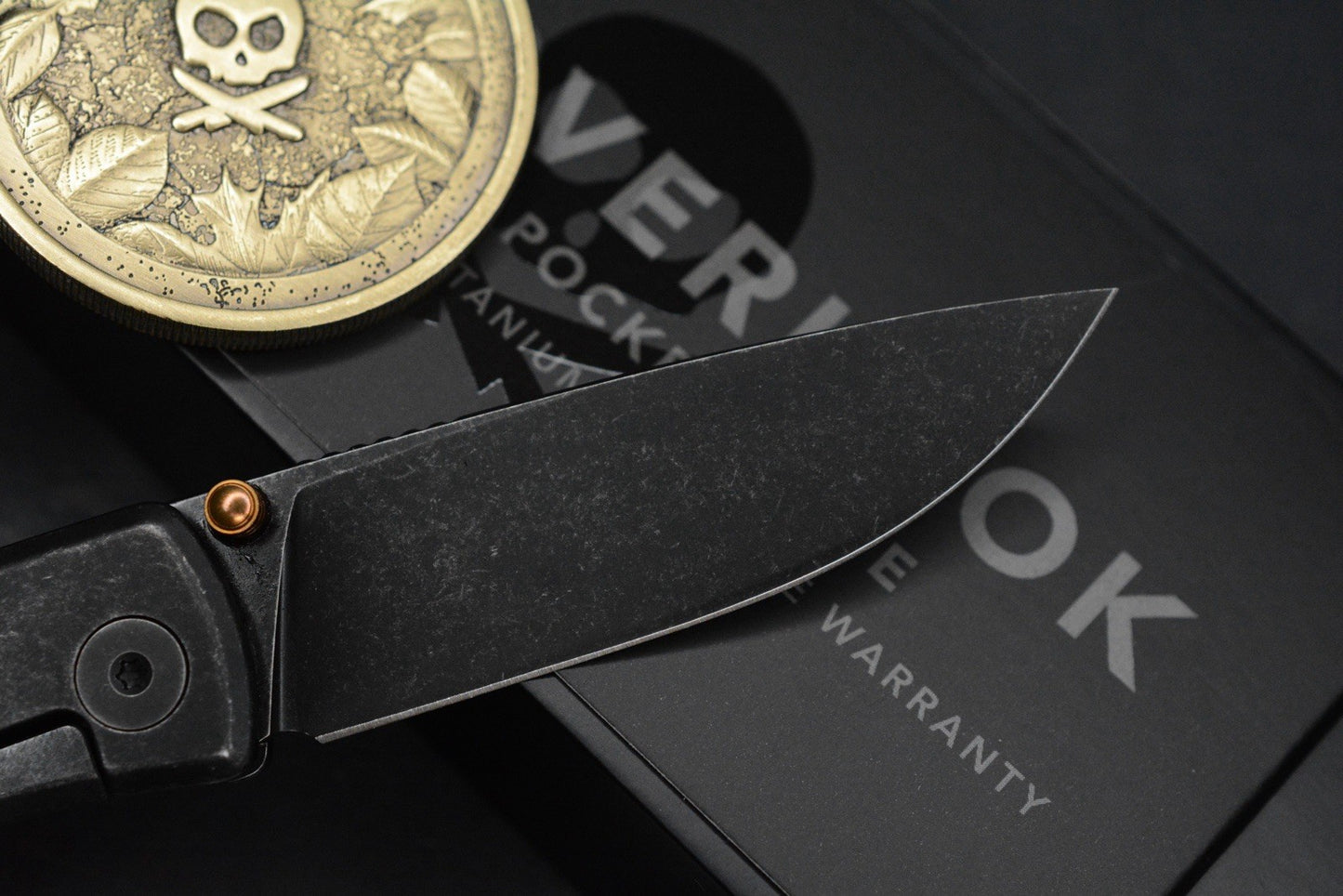 NEW Pete’s Pirate Life PPK Overlook Kinfe & Coin - M390 / Black Acid Wash Ti