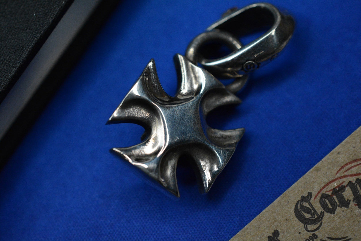 RARE Starlingear Maltese Cross Slickster - .925 Silver Pendant w/ Brass Gear