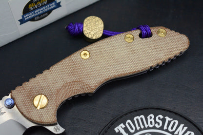 RARE Hinderer Spec Assembly XM-18 2-Tone/ Natural Micarta / Purple BB Brass Hdw