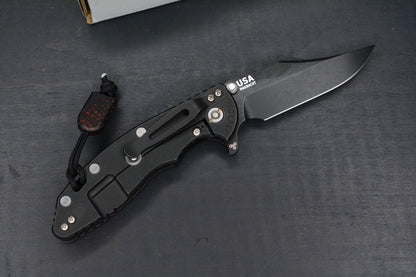 RARE Hinderer XM-18 Battle Black Magnacut Bowie/ G10 w/ Splatter Tombstone Bead
