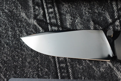 RARE Custom Knife Factory Lex - Blue CF Inlay / High Polish Black DLC M398 SN009