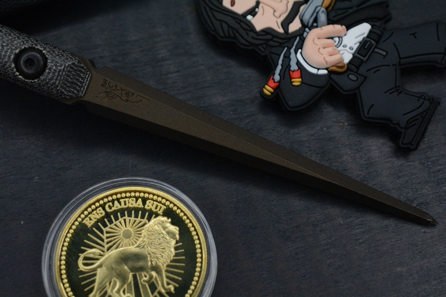RARE Half Face Blades Cardiac Spike Black Micarta Midnight Brze w/John Wick Pac