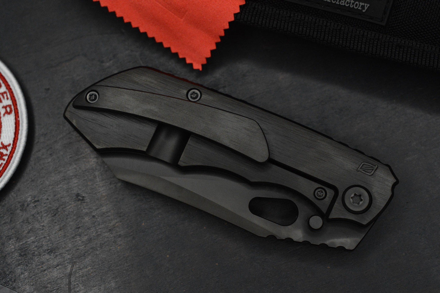 RARE Custom Knife Factory Rotten Evo 1.1 Barked Black DLC/S90V Matte w/PDW Patch
