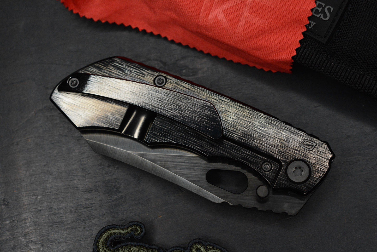 RARE Custom Knife Factory Rotten Evo 1.1 Barked Black DLC POLISHED w/ PDW Patch