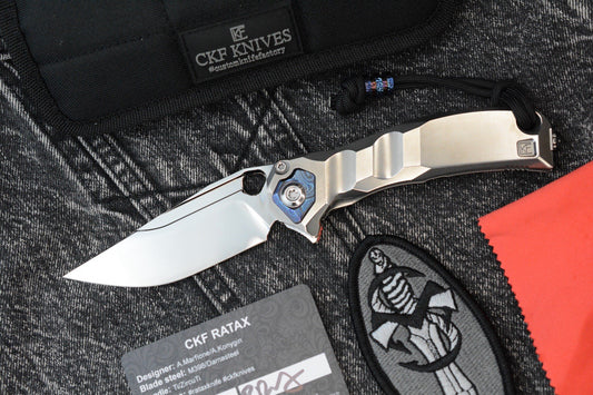 RARE Custom Knife Factory x Marfione Ratax - Polished M398 / Ti Integral SN#006