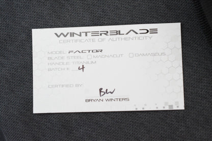 NEW Winterblade Factor B4 Natural Diamond Ti / Black DLC Magnacut & Accents