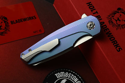 RARE Holt Bladeworks Haptic2.0 - Blurple Ano Checkered / Near Mirror M390