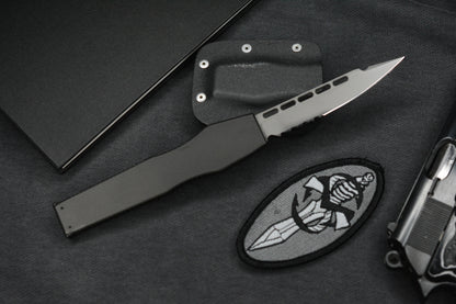 RARE Microtech Halo II Black S/E 154CM 04/1998 w/ Kydex Sheath & Patch