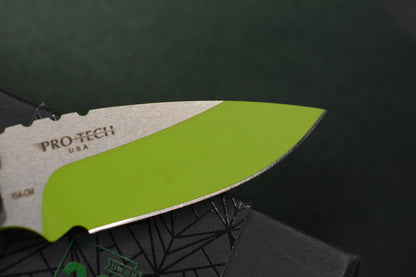 Custom Pro-Tech Strider PT Auto -  Black Handle 2-Tone Satin/Green Blade “The Gathering” #75 of 100