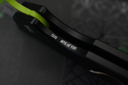 Custom Pro-Tech Strider PT Auto -  Black Handle 2-Tone Satin/Green Blade “The Gathering” #75 of 100