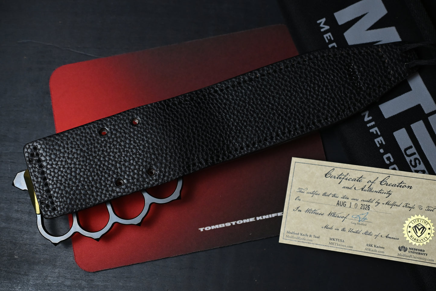 NEW Medford Trench Knife “Doughboy” Edition - 1095 Black Oxide / Brass Handles w/ COA & Black Leather Sheath (1 of 20)