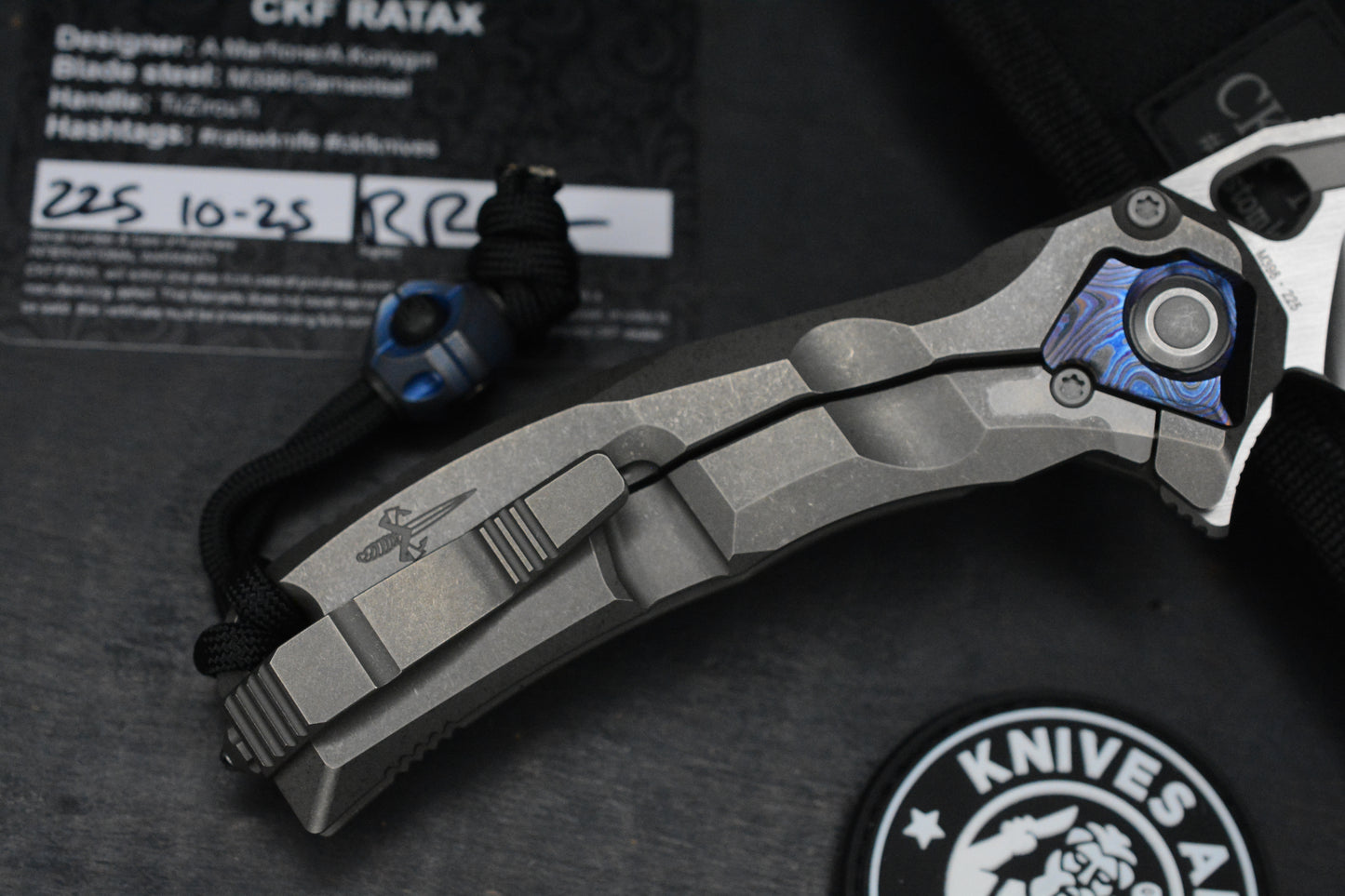 RARE Custom Knife Factory x Marfione Ratax Zircuti / M398 Swedge /One Piece Hdle