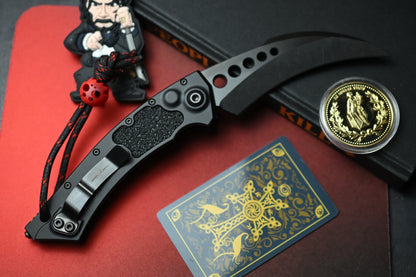 NEW Microtech Hawk Auto SHADOW Black w/ Playge Bead & Wick Pack