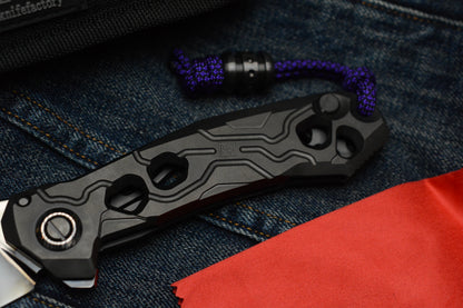 NEW Custom Knife Factory T25 DLC Milled Ti / Polished DLC M398 w/Zirc Droid Bead SN#003
